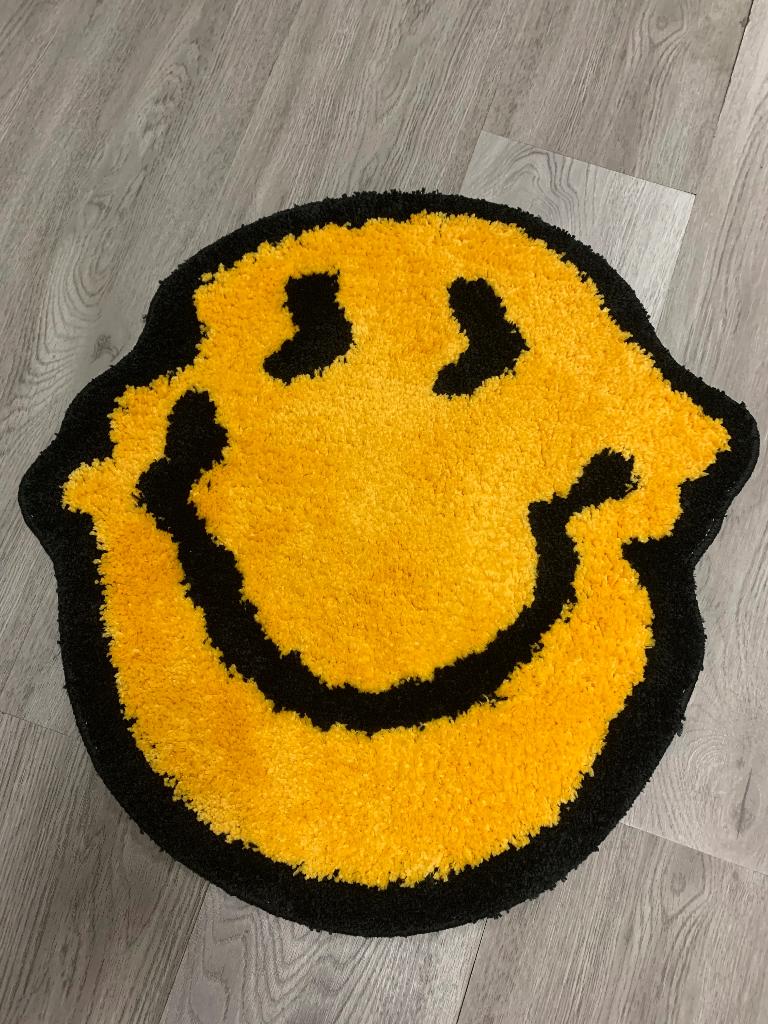 Smiley Vloerkleed / Glimlach Kleed Mat Emoticon Gezicht, 50 tot 100 cm, Verzenden, Rond, Nieuw