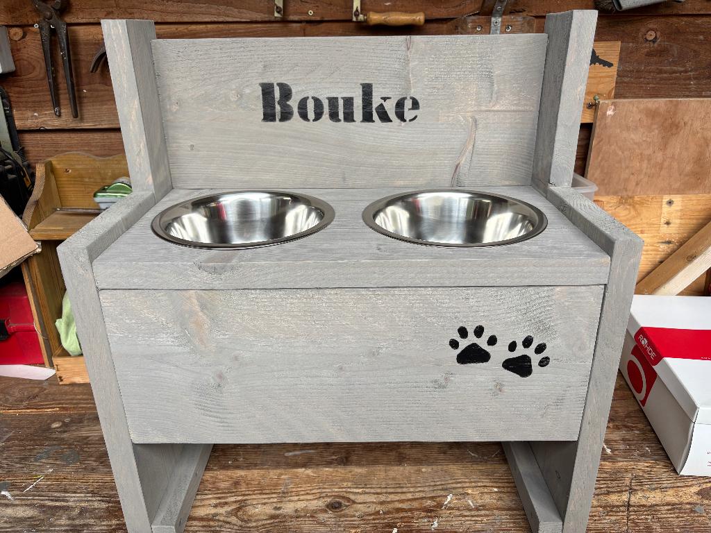 Steigerhouten hondenvoerbakken MET GRATIS NAAM HOND, Dieren en Toebehoren, Ophalen of Verzenden, Nieuw