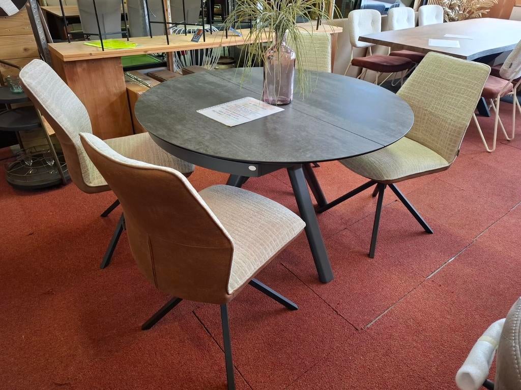 4 Nieuwe Stoelen, Draaibaar, Creme+Cognac, Franky van Xooon, Ophalen, Bruin, Nieuw, Stof
