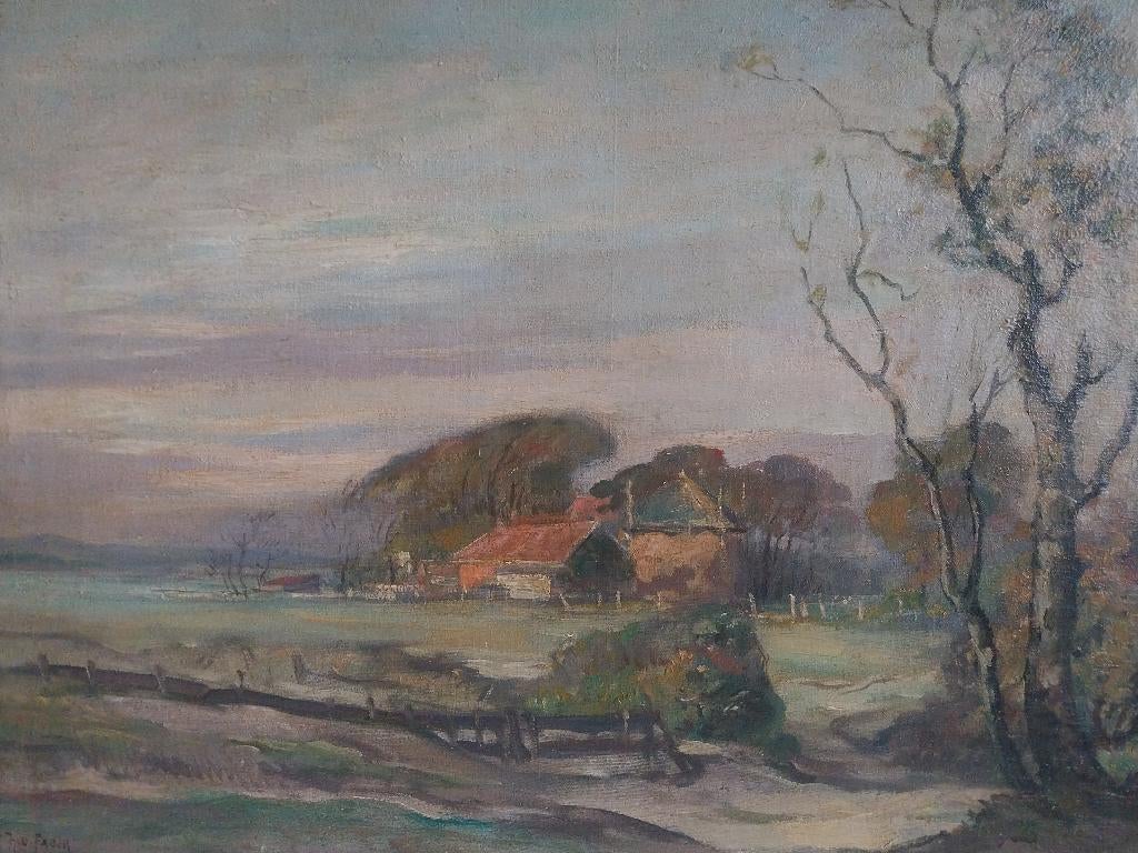 Romke Faber (1884 - 1953) - Friese platteland - 1930, Antiek en Kunst, Kunst | Schilderijen | Klassiek, Ophalen