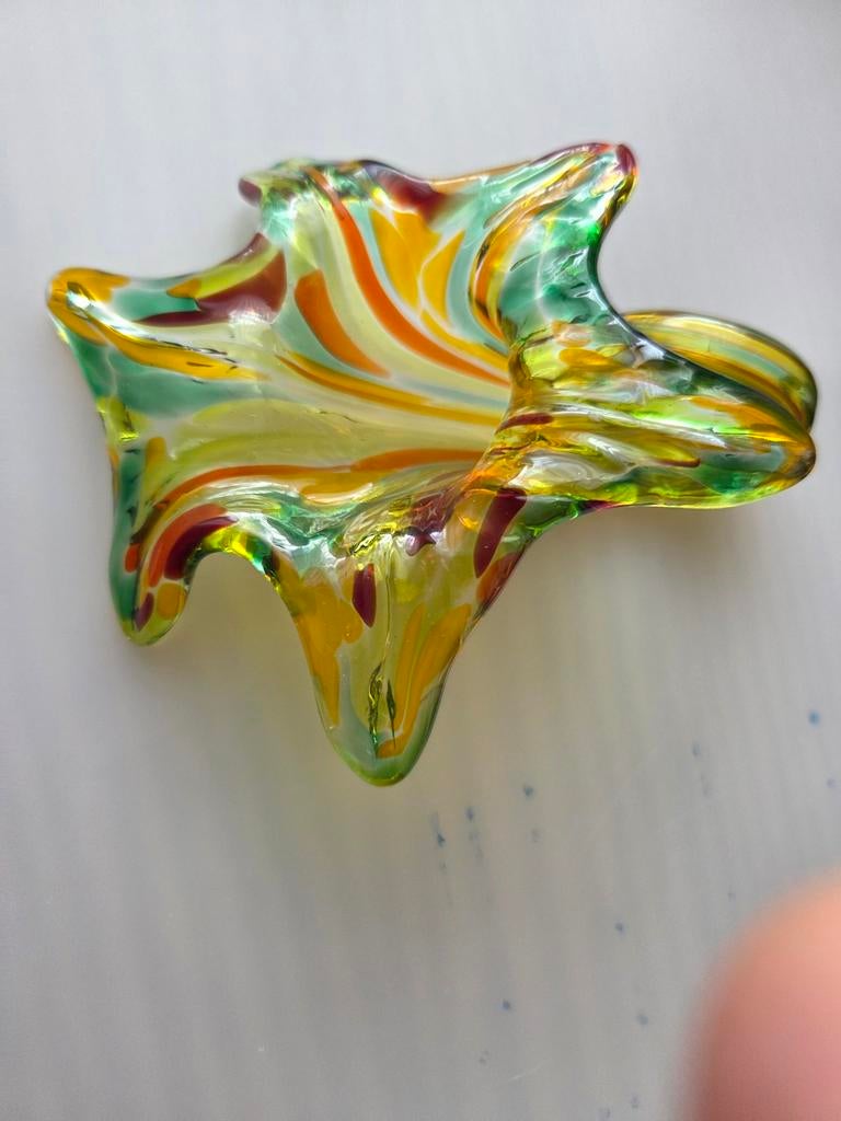 Murano glas. Glazen mini schaaltje in geel, groen en oranje, Ophalen of Verzenden