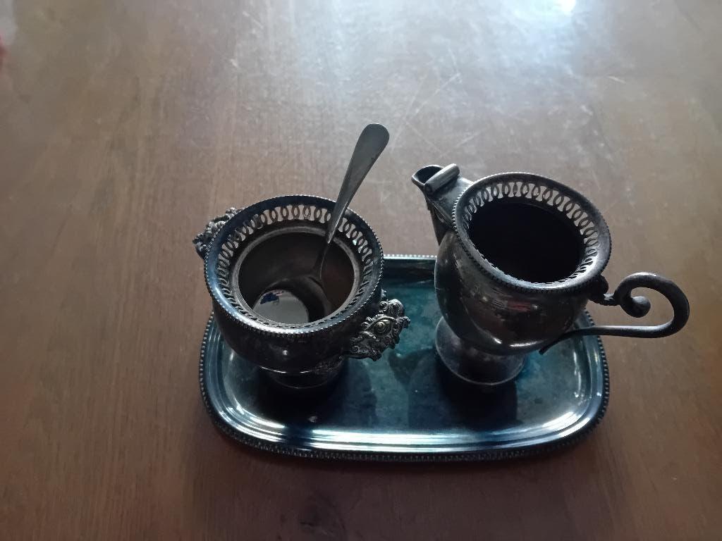 verzilverd roomstel, Antiek en Kunst, Antiek | Goud en Zilver, Ophalen of Verzenden, Zilver