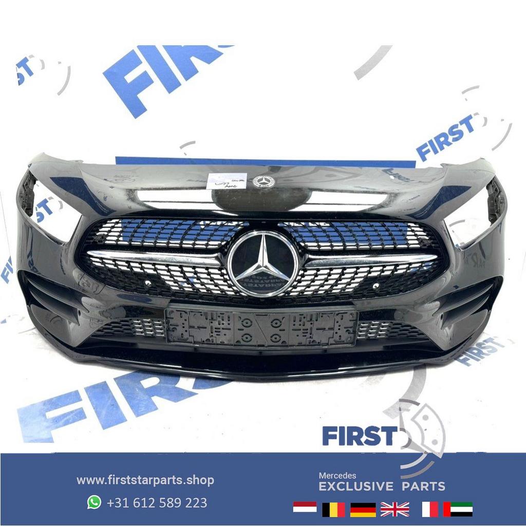 W177 A35 AMG LINE VOORBUMPER COMPLEET ZWART WIT GRIJS BUMPER, Gebruikt, -, Voor, Ophalen of Verzenden