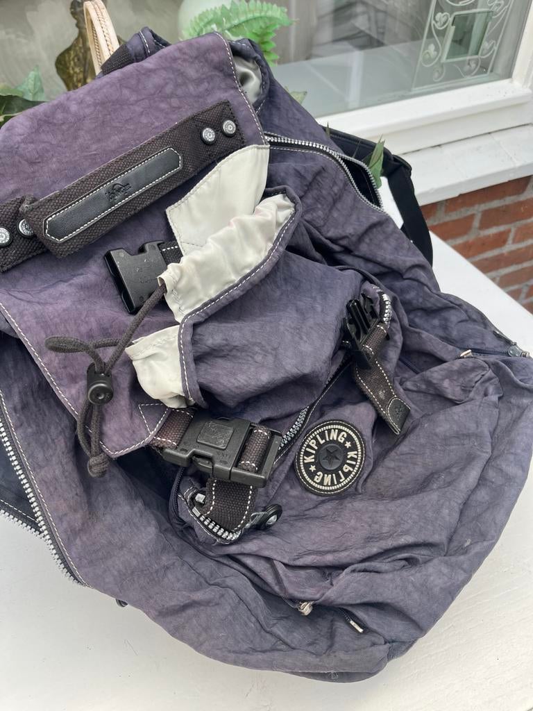 Grote Kipling rugtas blauw gebruikt, Ophalen of Verzenden, Zo goed als nieuw, Blauw, 30 cm of meer