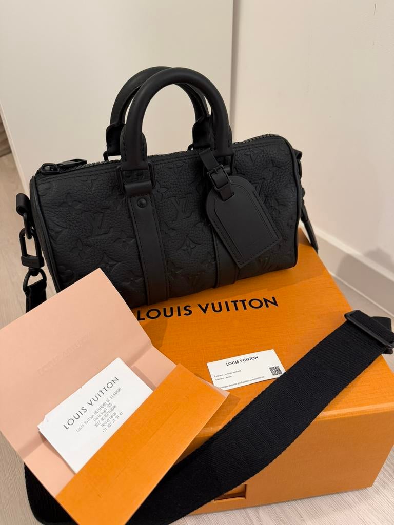 Louis Vuitton Keepall Bandoulière 25 Bag, Ophalen, 40 tot 60 cm, Zwart, Minder dan 35 cm