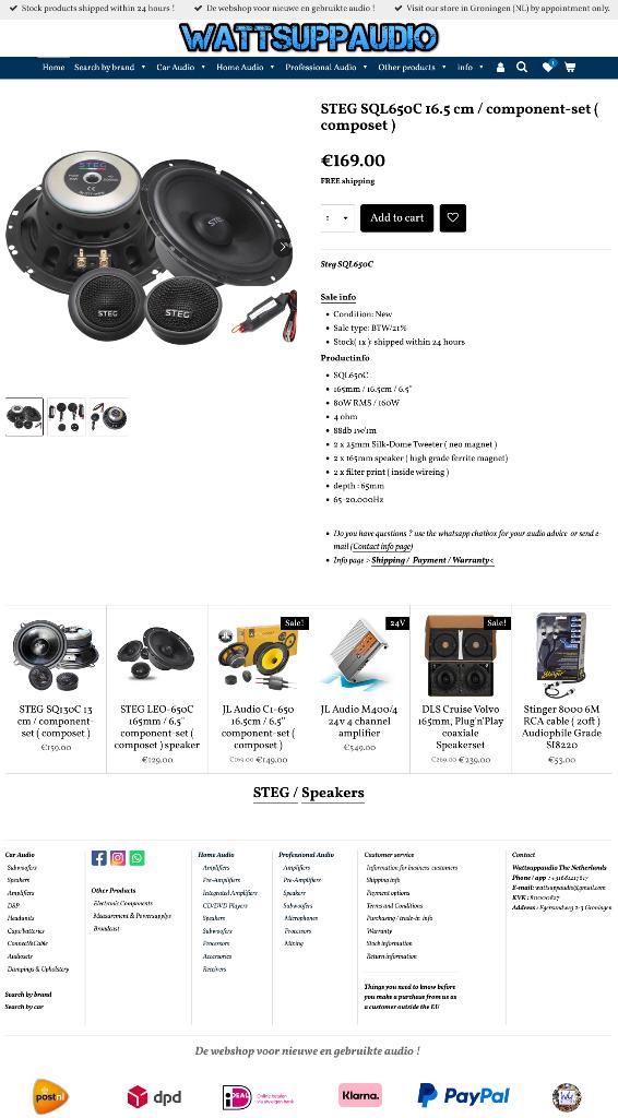 STEG SQL650C 16.5 cm / component-set ( composet ) Speakers, Auto diversen, Autospeakers, Hifi-Focus, Aalsmeerderweg 173 1432 CL, Aalsmeer
