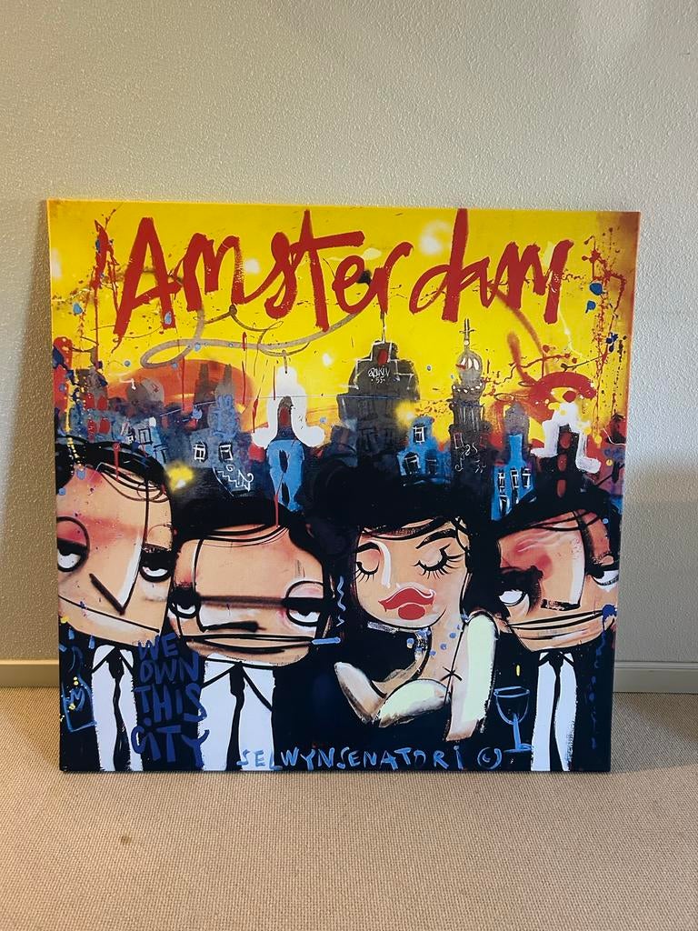 Selwyn Senatori replica schilderij Amsterdam 100x100cm, Ophalen of Verzenden