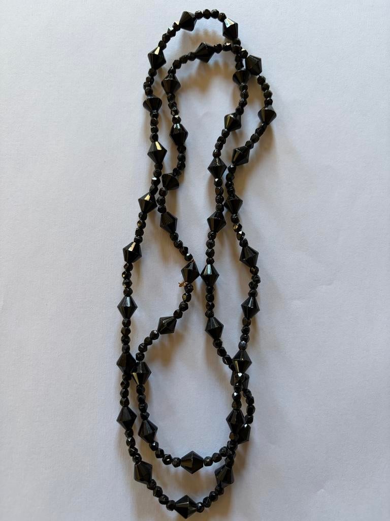 Elegante Zwarte Kralenketting - Facetgeslepen, Ophalen of Verzenden, Dames