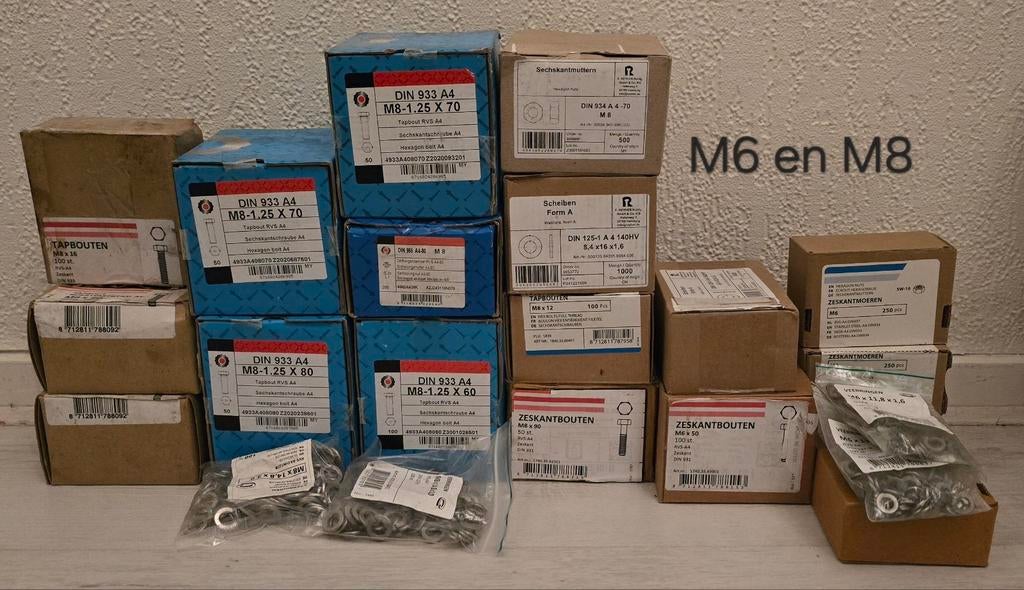 AFHALEN Grote partij RVS A4 bouten/moeren DIN931/933, Ophalen, Nieuw, Bouten of Moeren, Rvs