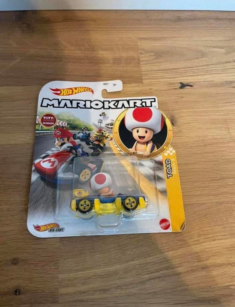 Mario kart hot wheels toad mach 8 poppetje figure nieuw, Ophalen of Verzenden, Zo goed als nieuw