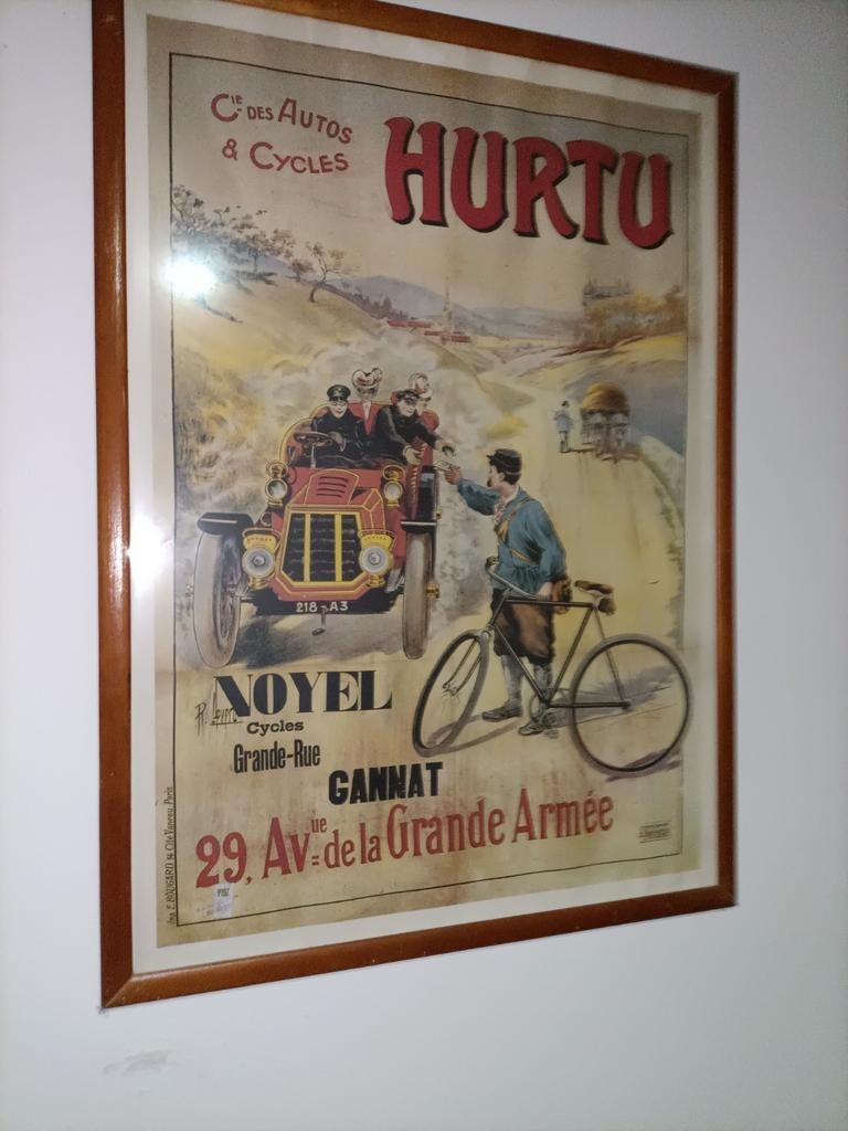 Vintage auto en fiets reclame poster hurtu, Ophalen