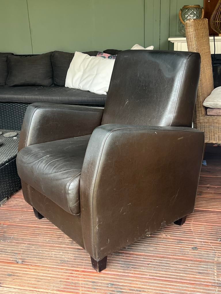 GRATIS OPHALEN leren fauteuil., Huis en Inrichting, Fauteuils, Ophalen, Gebruikt, 50 tot 75 cm, Leer