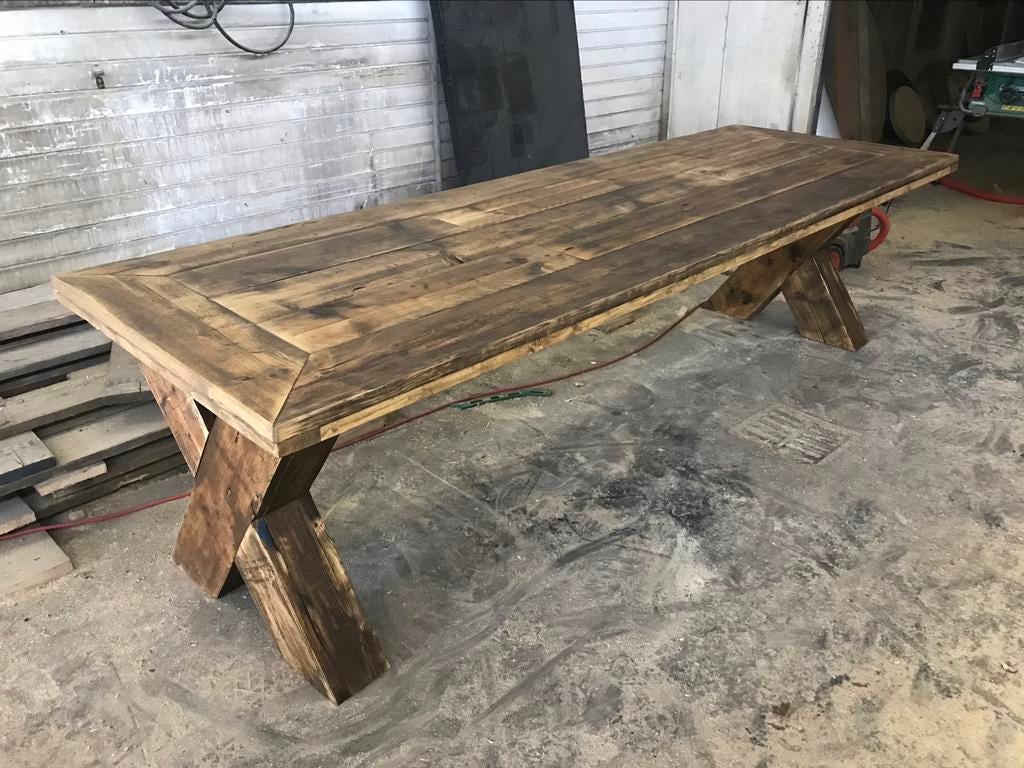 Mooie robuuste landelijke/ kloostertafel van 300x95 cm, Vijf personen of meer, Rechthoekig, Overige houtsoorten, Nieuw