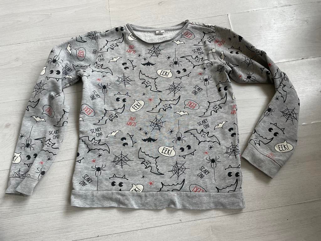 Grijze Halloween trui maat 158, Ophalen of Verzenden, Zo goed als nieuw, Jongen, Trui of Vest