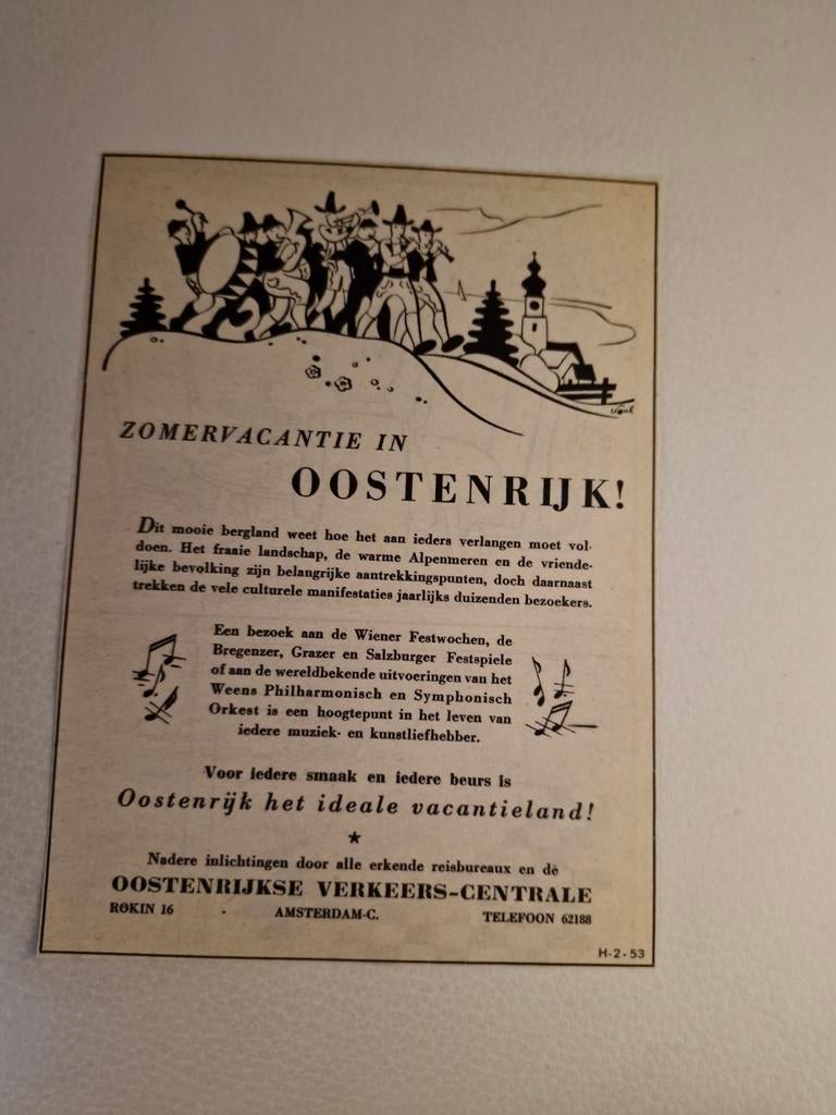 Oostenrijk Zomervakantie Affiche papieren Advertentie, Ophalen of Verzenden, 1940 tot 1960, Gelopen, Oostenrijk