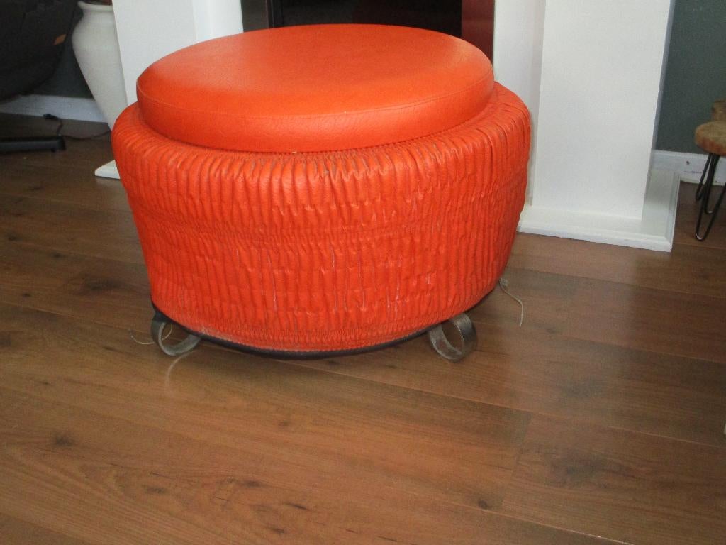 Vintage Oranje Poef, Jr 60,v.a 35,00e, Verzamelen, Retro, Ophalen, Huis en Inrichting