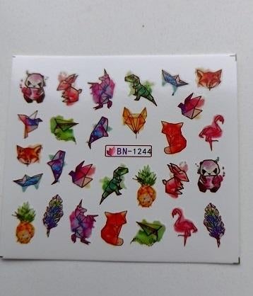 Velletje nagel water decals stickers BN-1244 geometrische, Nieuw, Ophalen of Verzenden, Handen en Nagels, Toebehoren