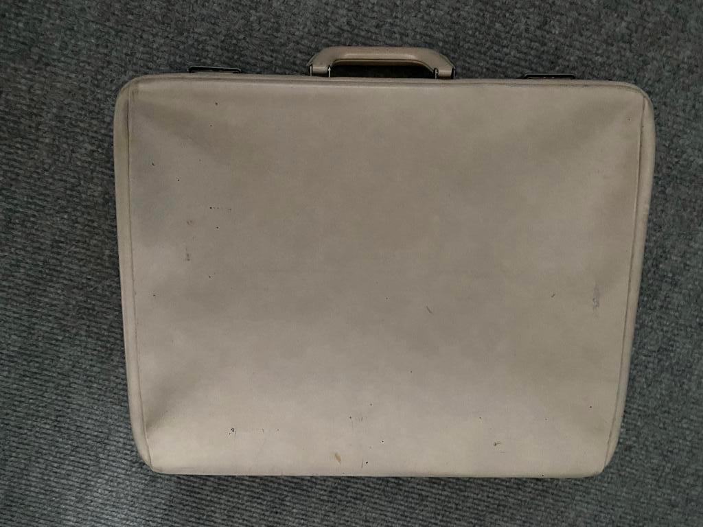 Echt leren beige retro koffer, Wieltjes, Gebruikt, 45 tot 55 cm, Ophalen of Verzenden