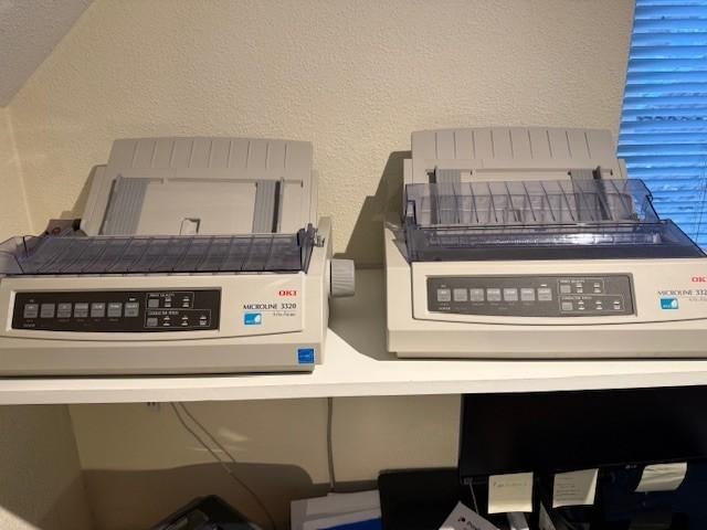 4X OKI MICROLINE 3320 9 PIN PRINTERS, Computers en Software, Printers, Ophalen, Zwart-en-wit printen, Gebruikt, Matrix-printer