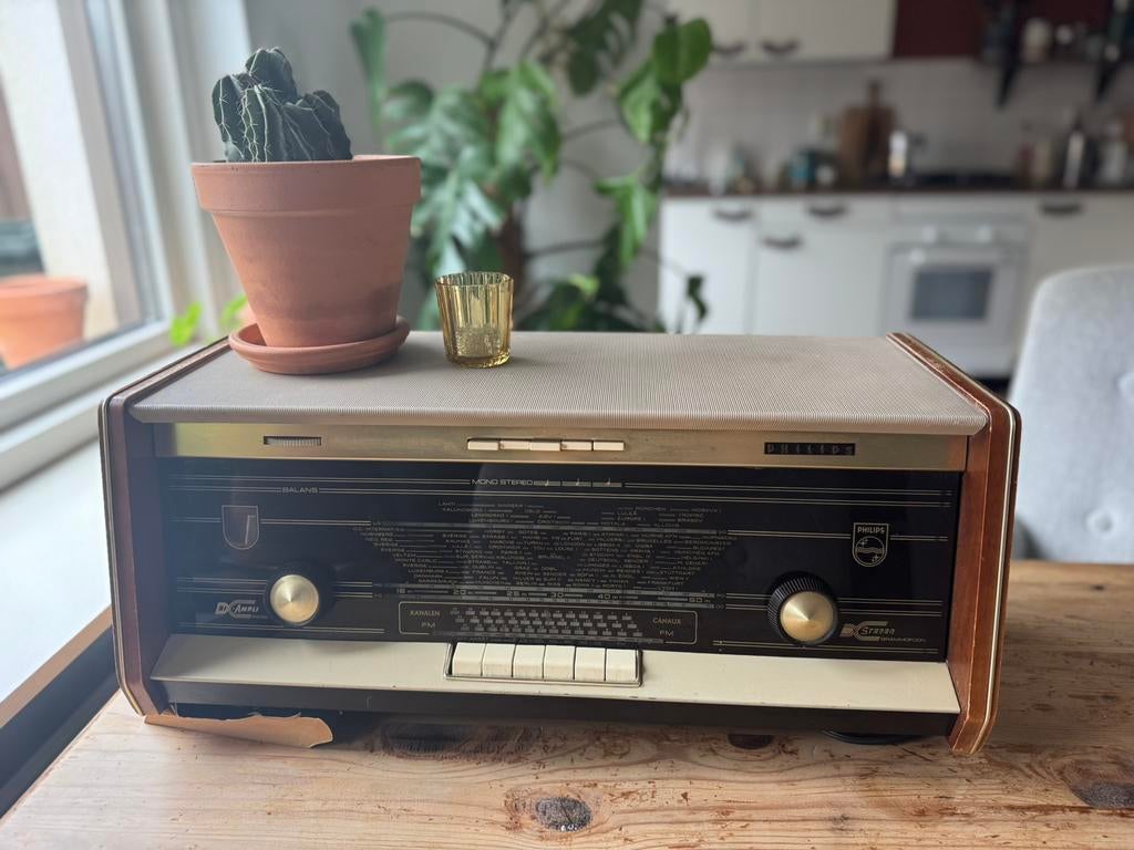 Vintage Phillips B5X04A Bi-Ampli Buizenradio, Audio, Tv en Foto, Radio's, Ophalen, Zo goed als nieuw