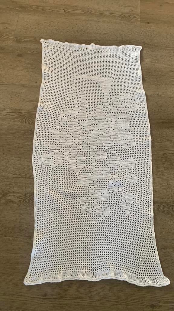 Hand Gehaakt Design zgan Vitrage Gordijn origineel  jaren 70, 100 tot 150 cm, Zo goed als nieuw, Crème, Jaren 70 Design