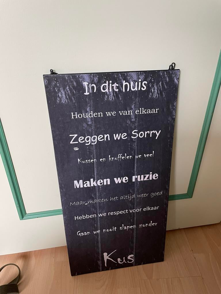 Bord met spreuk, Ophalen of Verzenden, Zo goed als nieuw