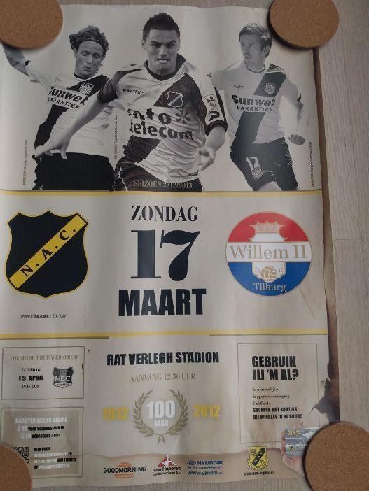 Oude wedstrijdposter NAC - Willem II 2012-2013, Ophalen of Verzenden, Zo goed als nieuw, NAC Breda, Poster, Plaatje of Sticker