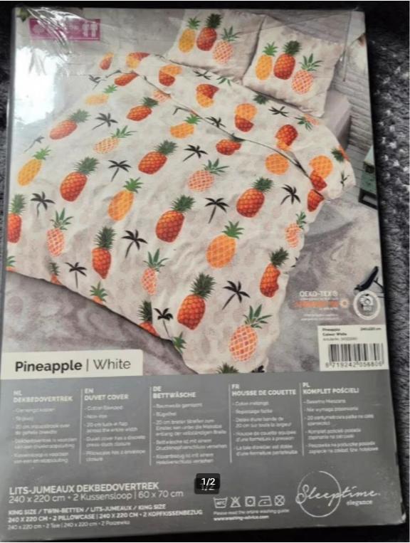 Sleeptime elegance pineapple white lits-jumeaux dekbedovertr, Overige kleuren, Dekbedovertrek, Ophalen of Verzenden, Nieuw