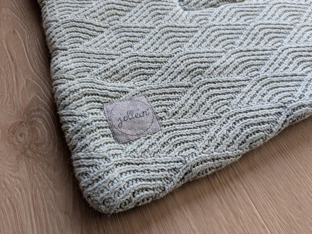 Jollein Boxkleed River Knit Ash Green 80x100cm, Ophalen, Zo goed als nieuw, Rechthoekig, Boxkleed