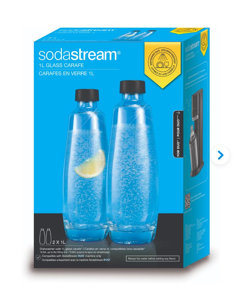 SodaStream Glazen Karaffen 1 Liter - 2 Stuks, Ophalen of Verzenden, Nieuw