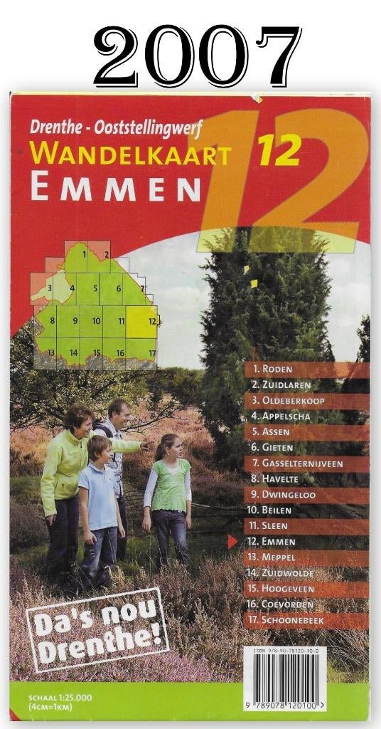 pl44 Plattegrond Wandelkaart Emmen Drenthe Ooststellingwerf, Boeken, 2000 tot heden, Ophalen of Verzenden, Nederland, Landkaart