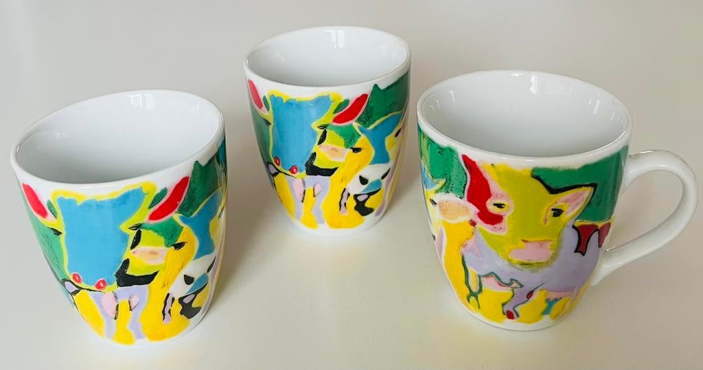 3 koffiemokken "Friesche Vlag", Ophalen of Verzenden, Zo goed als nieuw, Glas, Overige stijlen