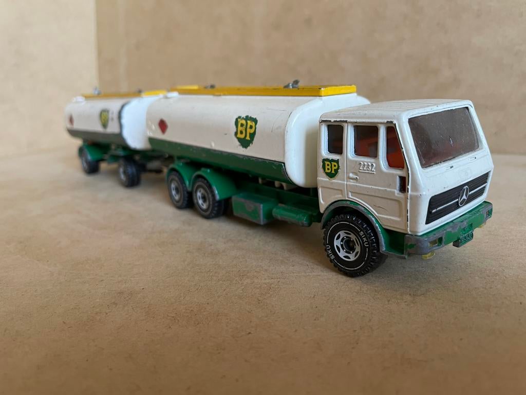 Model MB Mercedes, tankwagen + aanhanger BP, Machtbox 1/50, Ophalen of Verzenden, Gebruikt, Bus of Vrachtwagen, Matchbox