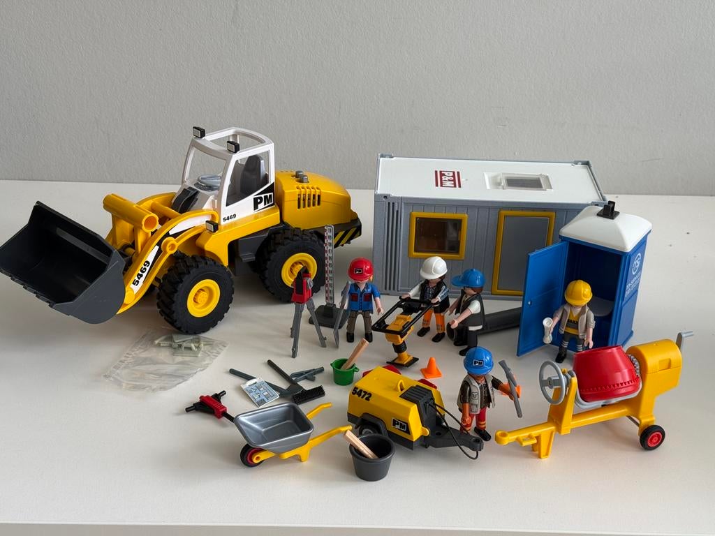 Playmobil bouwplaats met shovel, wc en keet, Ophalen of Verzenden, Gebruikt, Jongen of Meisje