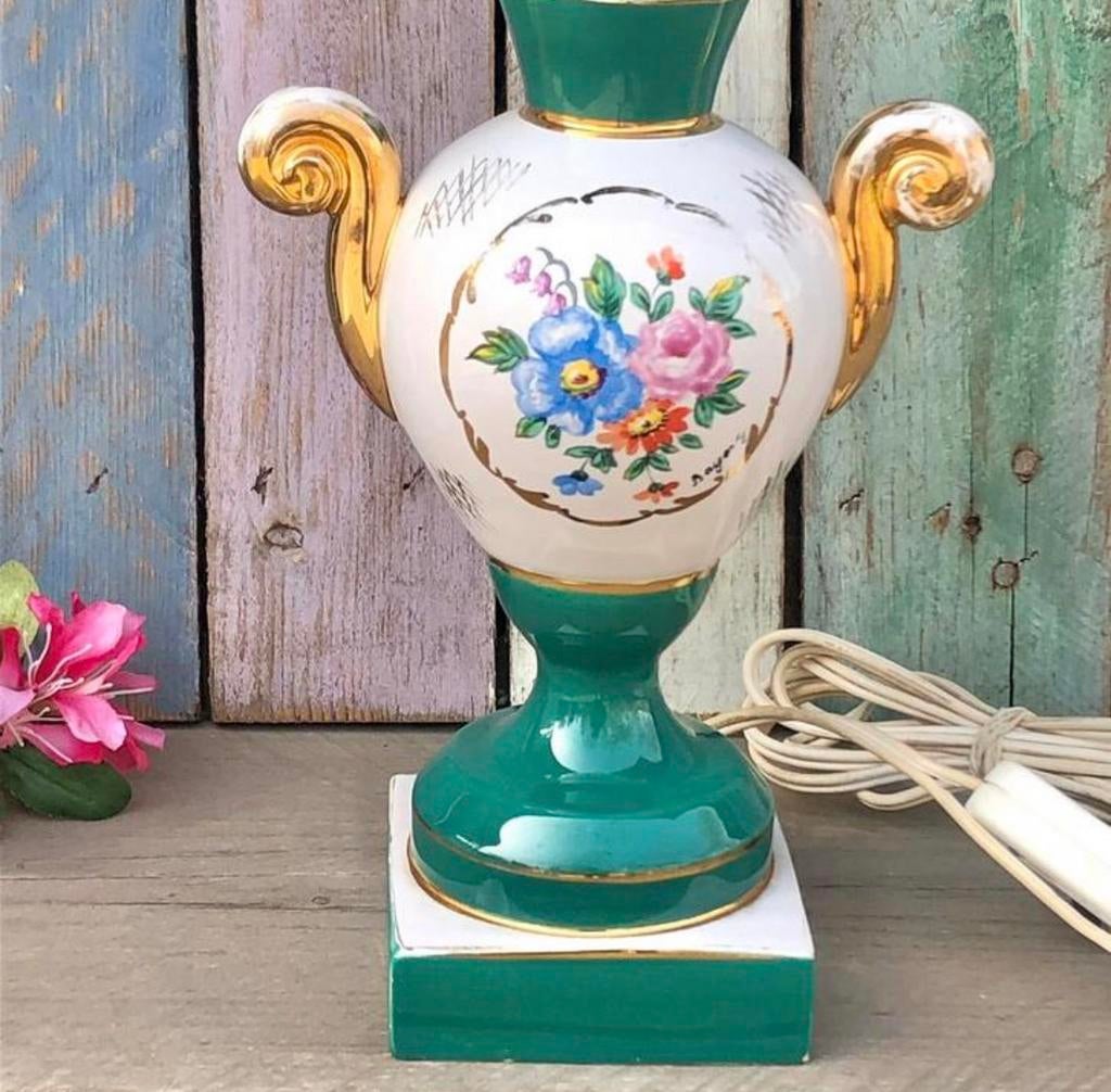 Porseleinen schemerlamp voet tafellamp pastelkleuren, Ophalen of Verzenden, Gebruikt, Overige materialen, Minder dan 50 cm