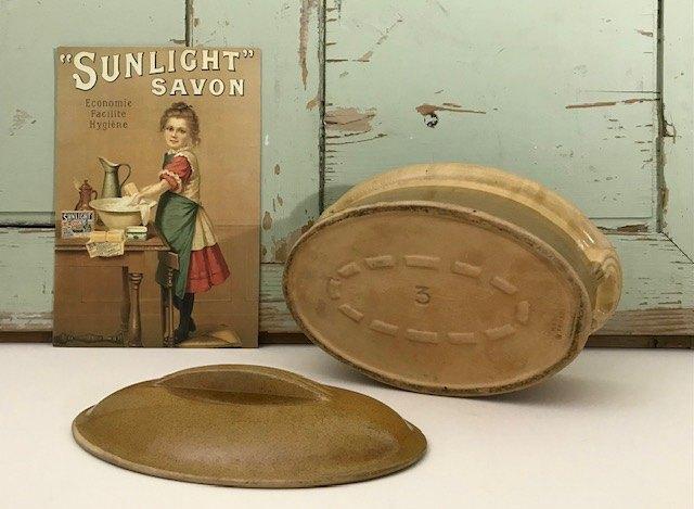 Franse mosterd kleurige paté terrine paté pot, Antiek en Kunst, Ophalen of Verzenden