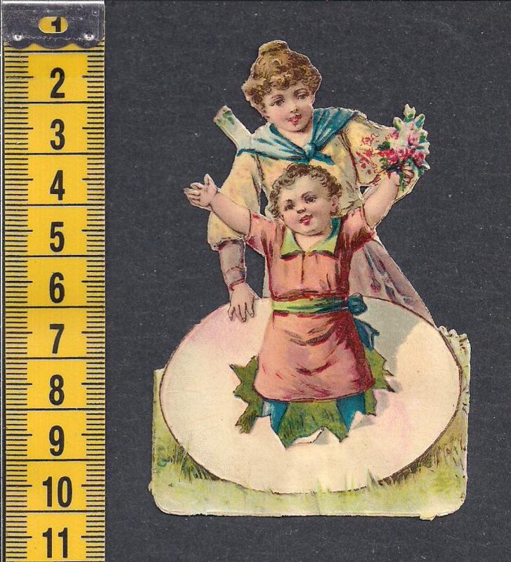 Kindje uit paasei antiek poezieplaatje (442), Ophalen of Verzenden