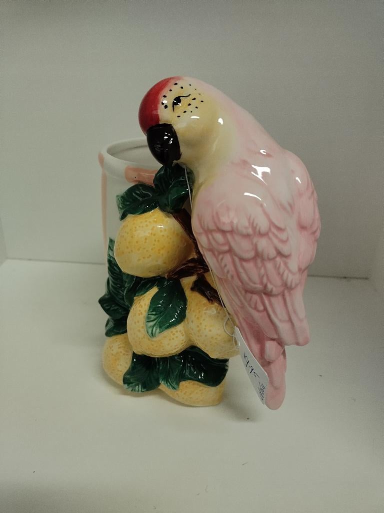 Bloempot vaas papagaai en citroenen - kaketoe, Kwastje-over-Kastje, Nieuw, Ophalen of Verzenden, Kwastjeoverkastje@gmail.com