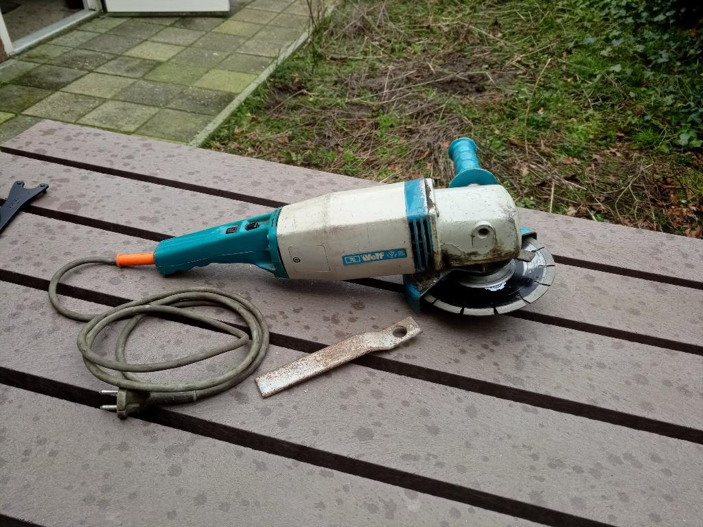 Wolf Sapphire Haakse Slijper 180mm, Met Diamant Zaagblad, Ophalen of Verzenden, Gebruikt, 1000 watt of meer, Haakse handslijpmachine