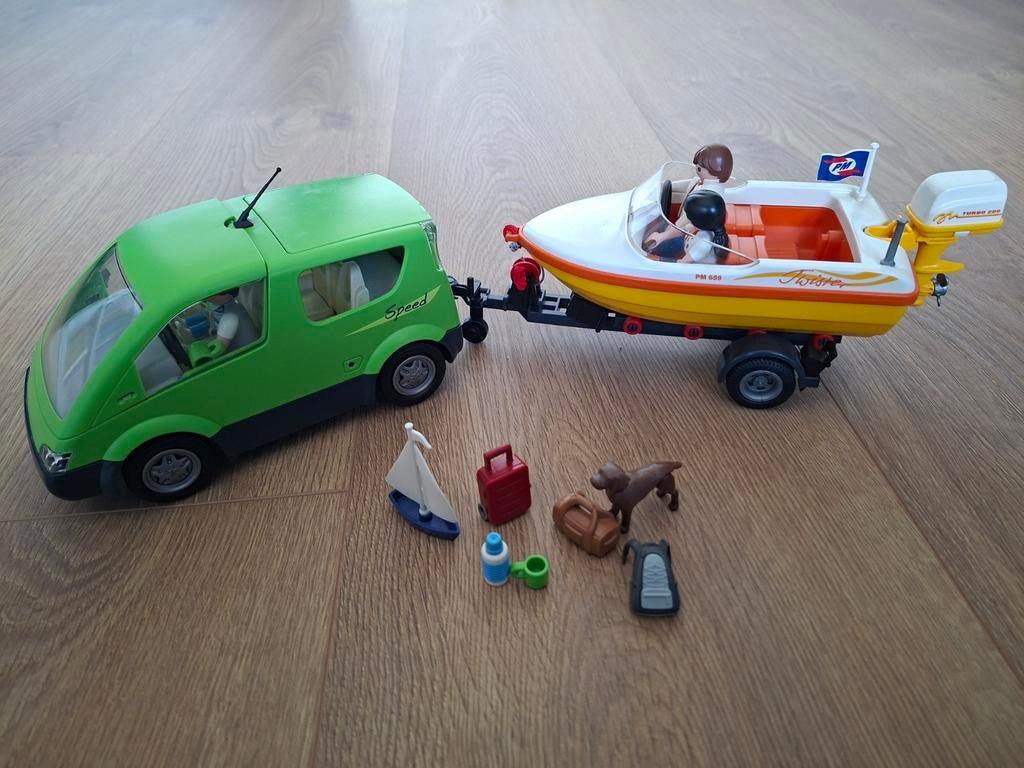 Playmobil Vakantie Auto met Boot op Trailer - Complete Set, Kinderen en Baby's, Speelgoed | Playmobil, Ophalen of Verzenden, Gebruikt
