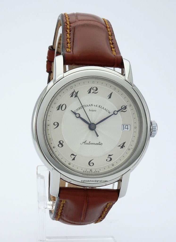Christiaan Van Der Klaauw Nysa Mint cond. Autom. 4/99, Leer, Staal, Polshorloge, Zo goed als nieuw