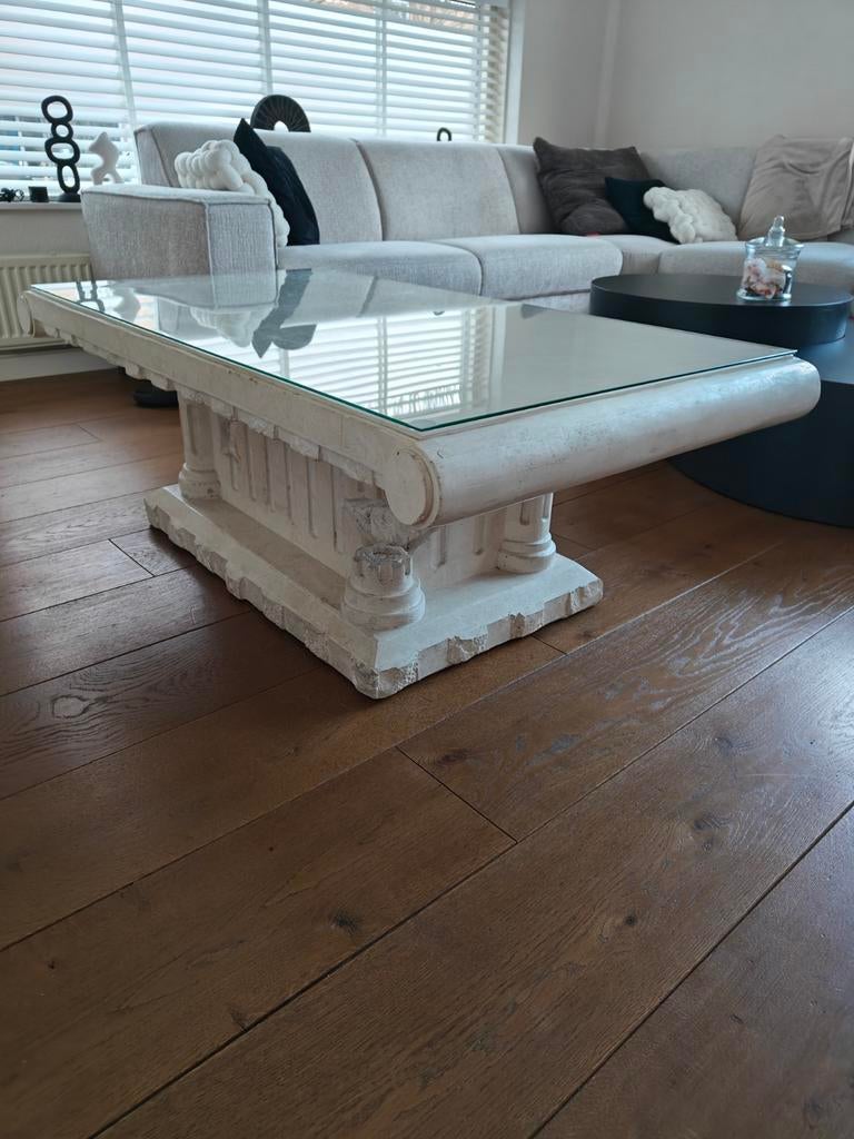 Salontafel natuursteen met glasplaat, Ophalen