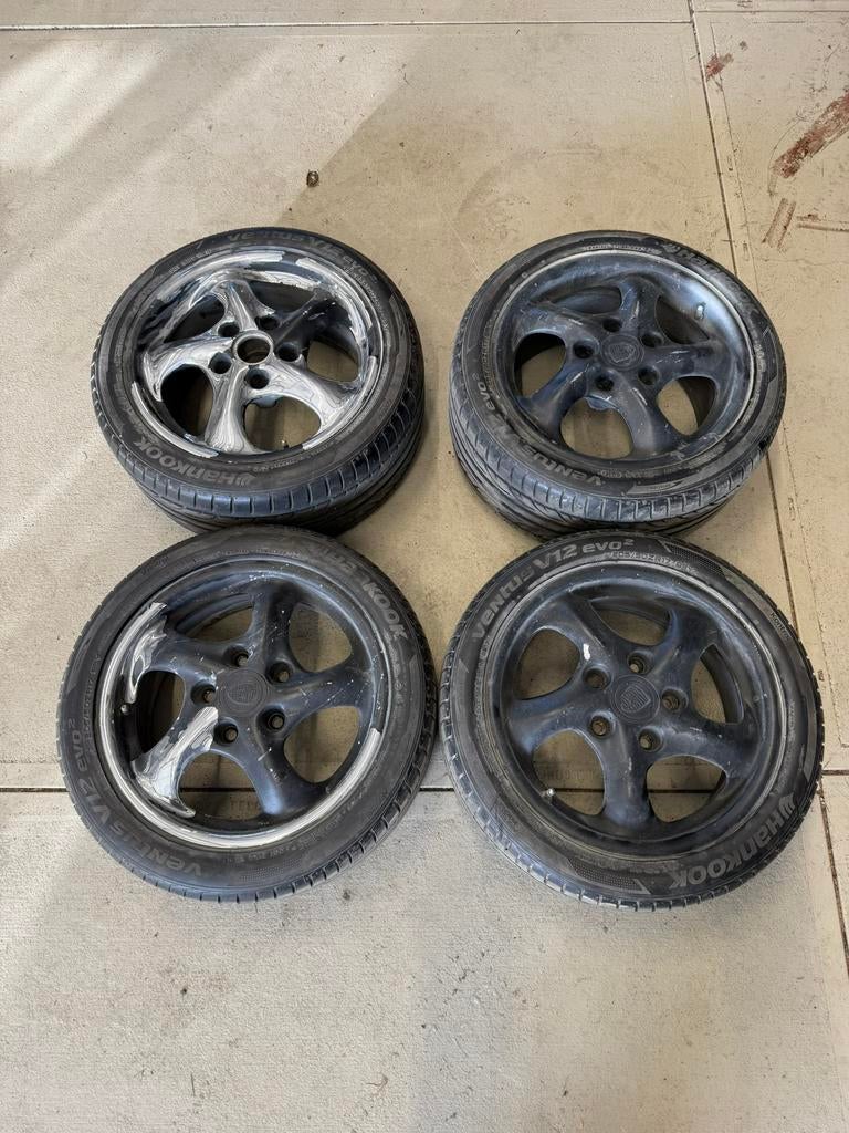 Chrome Porsche velgen 964/993/996/986 met banden 17”, Ophalen, 17 inch, Zomerbanden, Velg(en)