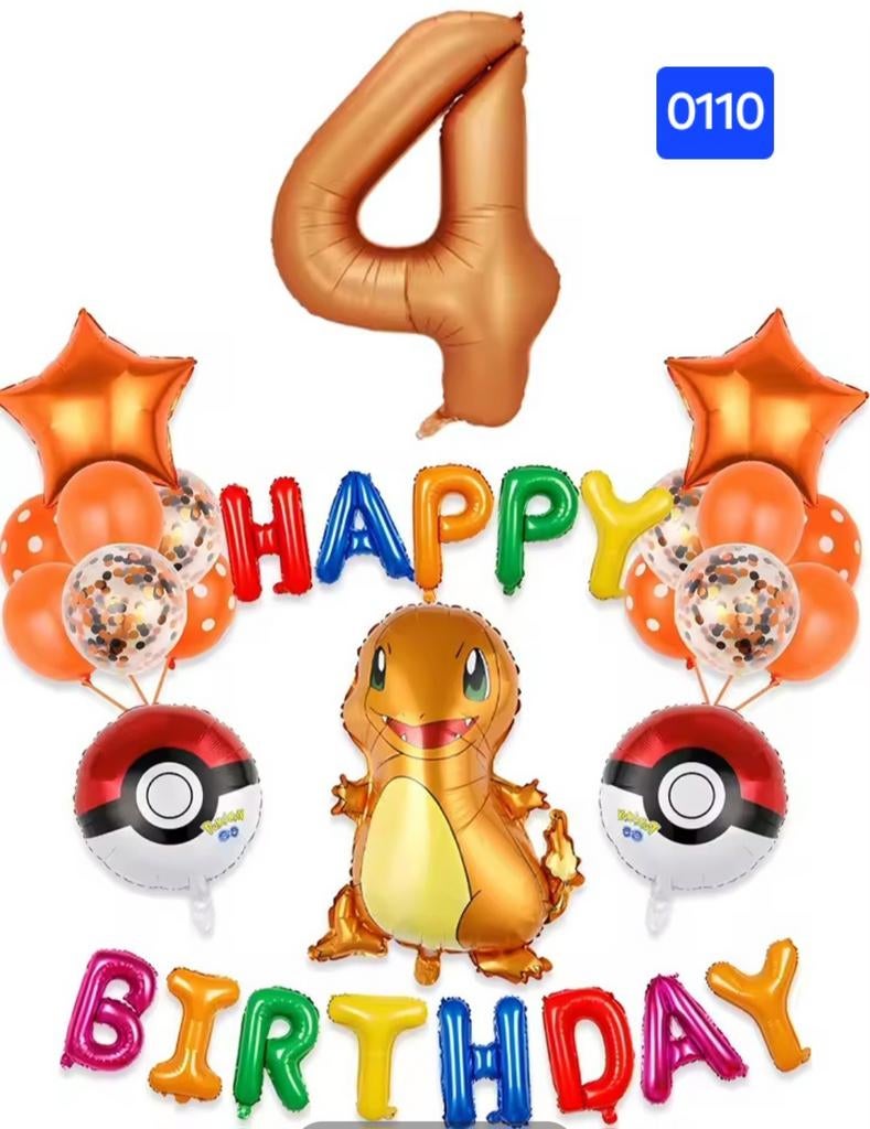Pokémon Verjaardag Ballonnen Set - Charmander of Bulba, Hobby en Vrije tijd, Feestartikelen, Ophalen of Verzenden, Nieuw, Versiering