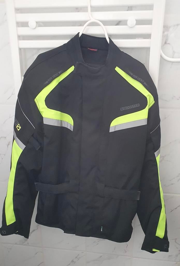 Booster motorjas Motor jack Maat XL zwart geel reflector, Ophalen of Verzenden, Tweedehands, Heren, Jas | textiel