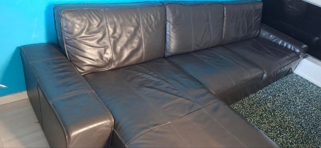 IKEA KIVIK Hoekbank - Donkerbruin Leer, Modern, Comfortabel, 250 tot 300 cm, Gebruikt, 100 tot 125 cm