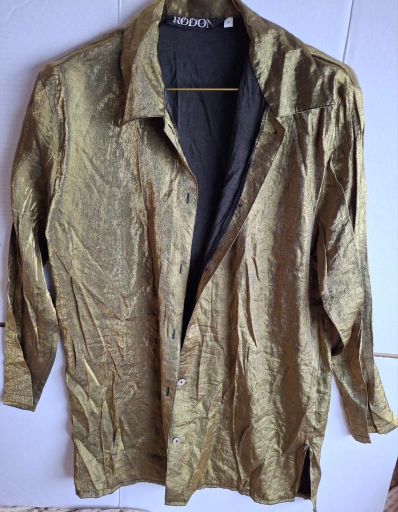 Luxe RODONI blouse maat S, brons-goudkleurig, parelmoer, Overige kleuren, Ophalen of Verzenden, Zo goed als nieuw, Maat 36 (S)