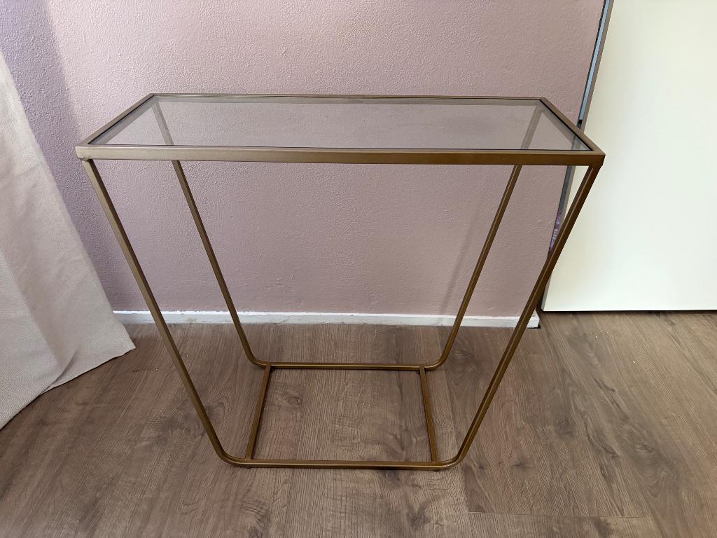 Riverdale Gouden tafeltje, Huis en Inrichting, Tafels | Bijzettafels, Overige materialen, Zo goed als nieuw, Ovaal, Ophalen