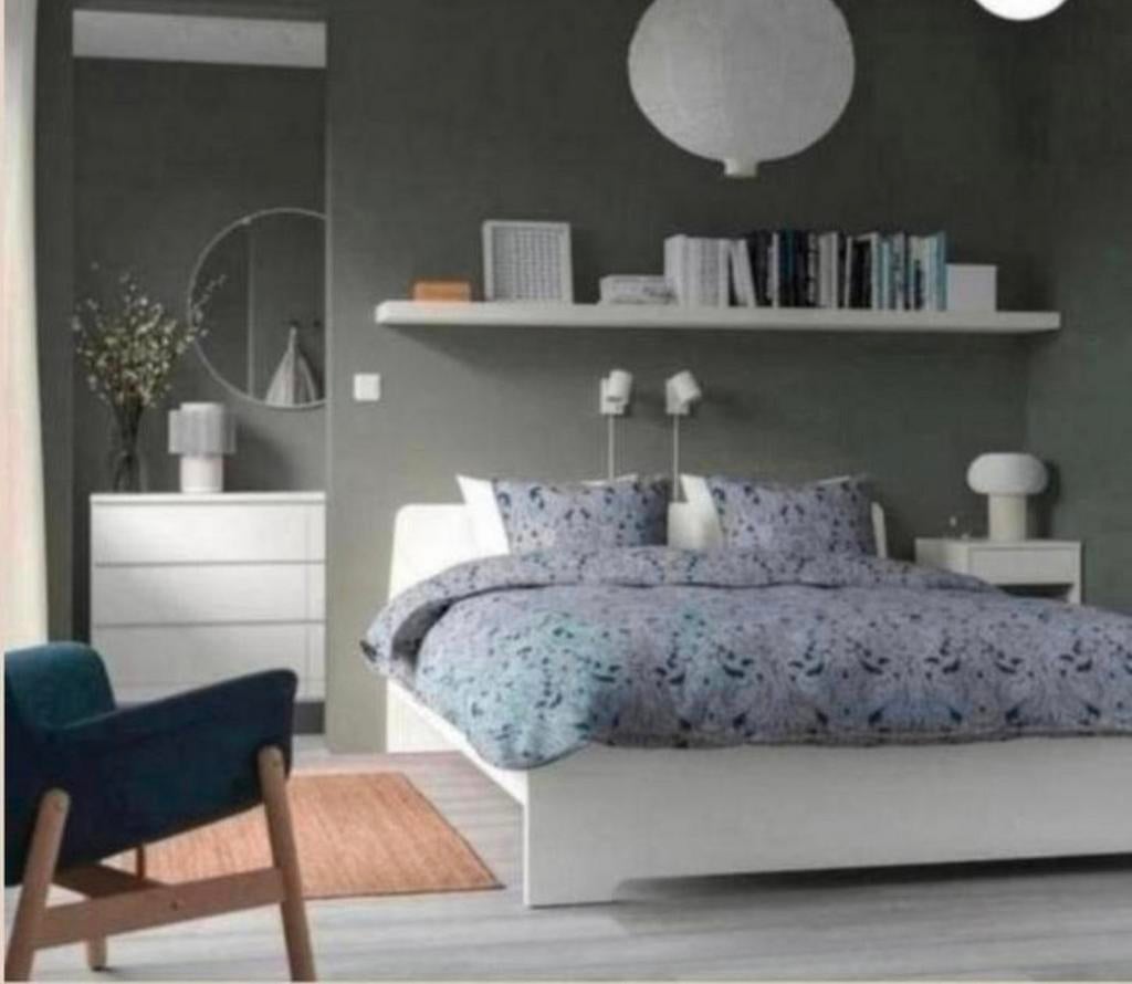 Compleet Ikea bed, lattenbodems, goede matras 140x200 cm., Ophalen of Verzenden, Zo goed als nieuw, Tweepersoons