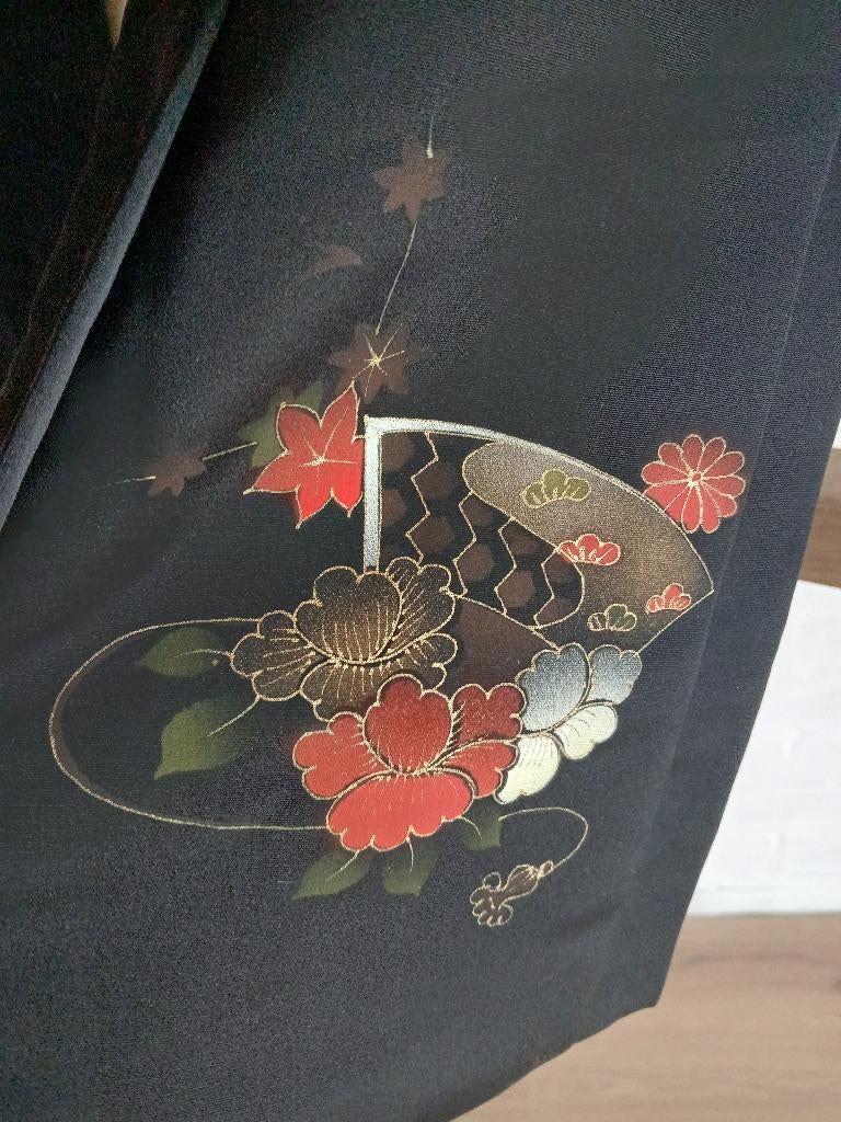 Traditionele Japanse Kimono haori jasje black red matsu, Ophalen of Verzenden
